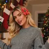 Grampo de cabelo com laço estampado de Natal, acessório de cabelo infantil com fita de Papai Noel e renas, decoração de festa de Natal, presilha de cabelo com cauda de andorinha