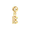 Pulseira de aço inoxidável com pingentes de letra de luxo 26 letras com zircônia transparente requintada A-Z Acessórios para joias DIY