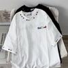 Camiseta de Manga Corta Bordada con Letra de Puntos de Colores Marca Trendy Americana para Mujer Verano 2025 Nuevo Estilo Versátil que Reduce la Edad Top de Media Manga