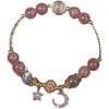 Pulsera de Cristal de Fresa Natural Cristal Rosa Cristal Gris Piedra Lunar Niñas Doble Diseño Nicho Ins Pulsera Möbius