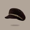 Gorra Plana de Ante Coreana Estilo Newsboy Moda Otoño e Invierno Estilo Británico Boina de Angora Roja Sombrero Elegante para Protección contra el Frío