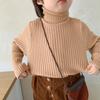 Suéter de cuello alto elástico suave y encerado para niños y niñas, camisa de lana fina para otoño e invierno, nuevo