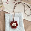 Nuevo Collar con Cordón de Tela de Oso de Dibujos Animados Tridimensional para Niños Flor Colgante Adornos Colgantes Hechos a Mano Tejidos Lindos de Niña Versátiles