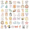 Novo conjunto de adesivos de animais em aquarela transfronteiriço com 100 peças, adesivos de decoração estilo cartoon doodle para cadernos, telefones e copos de água