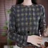 Nova Moda de Outono Plus Size Camiseta Básica Estilo Mãe, Camiseta Elegante Solta Emagrecedora para Mulheres de Meia-Idade e Idosas, Manga Longa Atacado