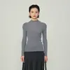 Suéter de Tricô Ajustado Feminino 26 Inverno Gola Alta Meia Gola Pulôver Suéter de Tricô Fino Gola Redonda Camada Base