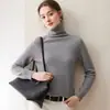 Suéter de cashmere de peça única sem costura em malha felpuda para mulheres, macio e aconchegante, gola alta, base de malha pulôver solta
