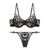 Ropa interior sexy francesa para mujer, ultradelgada, para busto grande, talla pequeña plus, brasier push up anti-flacidez, traje de brasier de encaje de malla