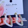 Tiktok popular elegante branco óleo pingando adorável zircão orelha fivela cheia diamante alta qualidade moda temperamento orelha jóias
