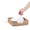 Cesta de armazenamento de palha mais vendida internacionalmente, porta-lenços de Jacinto d'água natural trançado à mão, organizador de mesa multifuncional