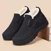 Botas de nieve con forro polar para hombres de mediana edad y ancianos, lana, a prueba de frío, zapatos de algodón engrosados, antideslizantes, slip-on casuales, cálidos, zapatos de papá