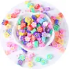 Fatias Coloridas de Argila Macia Desenhos Animados de Frutas Letras em Inglês Perfuradas Conjunto de Argila Macia Material de Argila Macia para Pulseira
