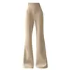 Pantalones acampanados de capa de aire modal, pantalones de chándal adelgazantes de cintura alta sin costuras con cordón, pantalones deportivos largos blancos para mujer de talla grande