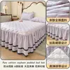 Faldón de cama acolchado a prueba de agua y orina de soja, 100% algodón, Clase A, cubrecama acolchado de encaje de una pieza, juego de tres piezas antideslizante, funda antipolvo