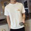 Verano nueva camiseta de hombre manga corta coreana casual marca de moda tendencia Joker cuello redondo top de fondo camiseta al por mayor