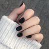 Uñas Escarchadas Cortas Redondas Uñas Postizas Negras Arte de Uñas Portátil Uñas Portátiles Estilo Pegamento de Gelatina Venta al por Mayor