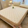2025 Nuevo Estilo Retro Algodón Arrugado Estampado Acolchado Juego de Sábanas para Cama de Tres Piezas Protector de Colchón Grueso Antideslizante Cálido