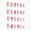 Wm-320 Blanco Rosa Francés Flor Falsas Uñas Almendra Transfronterizo Chica Caliente Impatiens Francesa 24 Piezas Uñas Portátiles Puntas Wholesale