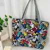 Bolso de Lona Nuevo Estampado, Gran Capacidad, Bolso Tote Estilo Coreano, Bolso de Tela Floral Artística para Estudiantes, Bolso de Hombro para Mujer