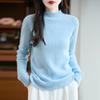 Suéter de Lana Pura de Cuello Medio para Mujer 2025 Otoño e Invierno Nuevo Suéter Jacquard Holgado de Punto Camisa Base Versátil Top de Moda