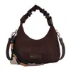 Bolso Único de Terciopelo Suede Retro Escarchado para Mujer Nuevo Invierno 2026 Bolso Cruzado Versátil Bolso de Mano Pequeño Exquisito