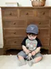 Conjunto Fresco de Verano para Niños y Niñas, Bebés y Niños Pequeños, Estampado de Bloques de Color Dibujos Animados Manga Corta Versátil Moda Jeans y Pantalones Casuales
