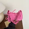 Estilo Novo Casual e Artístico 2025 Bolsa de Axila de Grande Capacidade Cor Pura Bolsa de Mão Conveniente Bolsa de Ombro Dobrada Cor Macaron