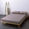 Sábana Bajera Ajustable de Algodón Lavado a Cuadros Estilo Japonés Muji Color Sólido Algodón Puro Sábana Simple