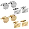 Set de 4 Gemelos Amazon Transfronterizo Cuadrado Goteo de Aceite Rayado Redondo Gemelos para Camisa de Hombre Traje Gemelos