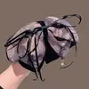 Pinza para el pelo floral de malla grande, elegante y de alta gama, estilo francés, pasador de lazo suave y elegante para pelo semi-recogido