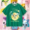 Camiseta Manga Curta Fofa e Adorável para Meninas, Top de Algodão Puro Desenho Animado em Formato de Coração Fofo, Camiseta Básica de Verão para Menininhas