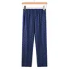 Pantalones de pijama de algodón finos de verano para adultos mayores de mediana edad tejidos en primavera, pantalones de casa de algodón para padre, hombre mayor, una generación de pelo