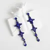 Pendientes Amazon transfronterizos, extragrandes, electrochapados, elegantes, de estilo largo, con un toque de alta gama, adornados con borlas y pedrería negra
