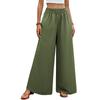 Baifen Ropa2026 Nuevo Estilo Fresco Europeo y Americano de Vacaciones Cintura Elástica Color Sólido Texturizado Holgado Pantalones de Pierna Ancha