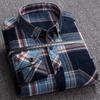 [38-46 Tamanho Grande] Camisa Masculina de Manga Longa Xadrez, Casual de Algodão Puro Escovado para Primavera e Outono, Corte Amplo para Homens Jovens e de Meia-Idade