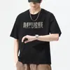 Camiseta de Verano de Manga Corta Transfronteriza para Hombre, Ins Tendencia Estampado de Letras Cuello Redondo Deportiva Casual Holgada de Media Manga para Hombre