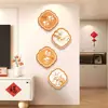 Pintura decorativa moderna minimalista creativa para entrada con significados auspiciosos, adecuada para pasillos y corredores, con un elefante, un ciervo y una pintura del Dios de la Riqueza