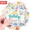 50 Pegatinas de Cumpleaños de Dibujos Animados de Compra Directa Transfronteriza, Pegatinas de Graffiti de Decoración de Fiesta Frescas y Creativas