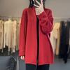 Cárdigan de lana de largo medio estilo nacional para otoño e invierno para mujer, suéter bordado suelto sin botones, abrigo de punto de cachemira, chal grande