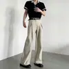 Pantalones casuales de pierna ancha con diseño de pliegues tridimensionales cleanfit, unisex, estilo old money, pantalones largos holgados y de tacto de alta gama