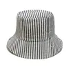 Sombrero de Sol de Verano para Mujer con Protección Solar, Sombrero de Pescador Rayado Estrellado Artístico Estilo Japonés con Tira de Pedrería para Mujer