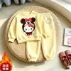 Nuevo conjunto infantil de estilo dulce: un conjunto inspirado en la dopamina que presenta una sudadera de forro polar con pajarita y pantalones jogger de moda, perfectos para otoño e invierno