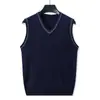 Suéter de lana 100% Merino para hombre, chaleco sin mangas de cuello en V, suéter para padres de mediana edad y mayores, comercio exterior transfronterizo