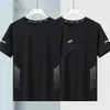 Camiseta Masculina Fresca e de Secagem Rápida, Verão Fina Esportiva Manga Curta Solta Roupas Fitness, Roupas de Treino Corrida, Tops para Exterior