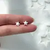 Pendientes minimalistas de estrella cepillada para uso diario para mujer, exquisitos y elegantes, pendientes versátiles de aguja de plata, pendientes de moda modernos