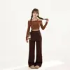 Pantalones de Pierna Ancha Desmontables para Mujer, Diseño de Invierno, Cintura Alta, Holgados, Largo hasta el Suelo, Estilo Retro Casual, 150cm Petite