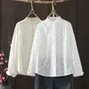 Cardigan Suelto de Manga Larga con Estampado de Lunares Bordado Estilo Japonés Mori Girl para Mujer Camisa Top Venta al por Mayor Moderno