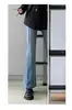 Pantalones de Jeans Micro La Negros Grises para Mujer Otoño e Invierno Nuevos Talla Grande Gordos Cintura Alta Elásticos Adelgazantes Figura Pera Forma de Herradura