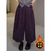 Pantalones de pana de pierna ancha para mujer, nuevos para otoño e invierno, holgados, de cintura alta, adelgazantes, muestran la longitud de las piernas, plisados, casuales, pantalones de pana para mujer