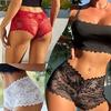 Bragas de Encaje Populares Transfronterizas Europeas y Americanas para Mujer con Forro de Algodón, Entrepierna Semi-Transparente de Algodón Puro, Hipsters Sin Costuras de Cintura Baja